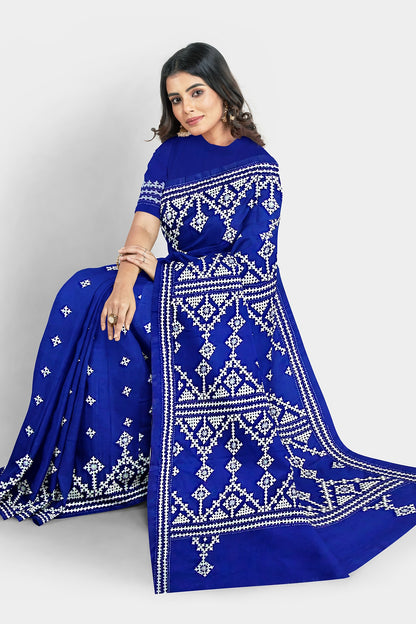 Gujrati Stitch: Stylish Blended Silk Saree showcasing Traditional Artistry in Modern Indian Fashion With BP