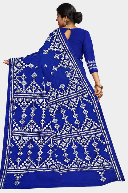 Gujrati Stitch: Stylish Blended Silk Saree showcasing Traditional Artistry in Modern Indian Fashion With BP