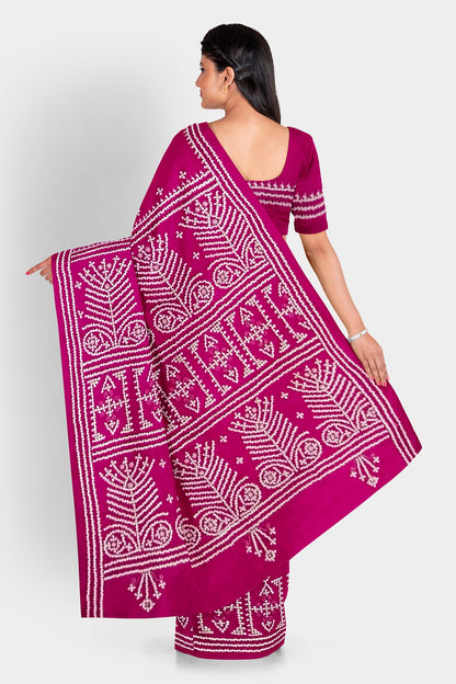 Gujrati Stitch: Stylish Blended Silk Saree showcasing Traditional Artistry in Modern Indian Fashion