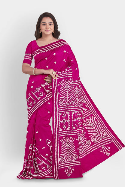 Gujrati Stitch: Stylish Blended Silk Saree showcasing Traditional Artistry in Modern Indian Fashion