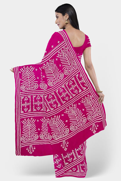 Gujrati Stitch: Stylish Blended Silk Saree showcasing Traditional Artistry in Modern Indian Fashion