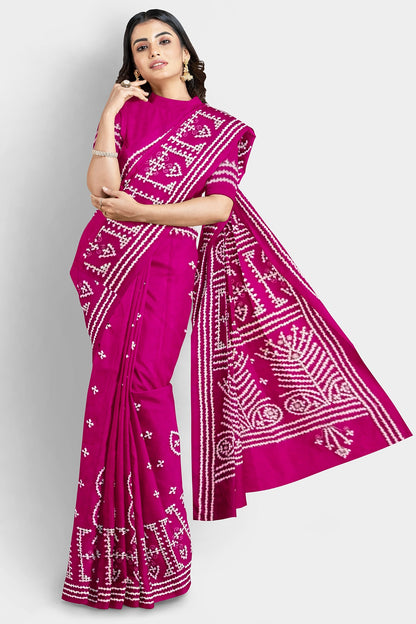 Gujrati Stitch: Stylish Blended Silk Saree showcasing Traditional Artistry in Modern Indian Fashion