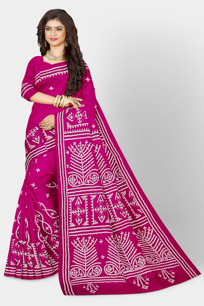 Gujrati Stitch: Stylish Blended Silk Saree showcasing Traditional Artistry in Modern Indian Fashion