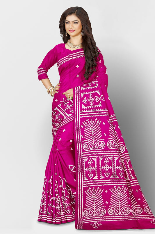 Gujrati Stitch: Stylish Blended Silk Saree showcasing Traditional Artistry in Modern Indian Fashion