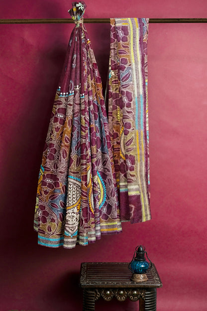 Kantha Stitch: Stylish Blended Silk Saree showcasing Traditional Artistry in Modern Indian Fashion With BP