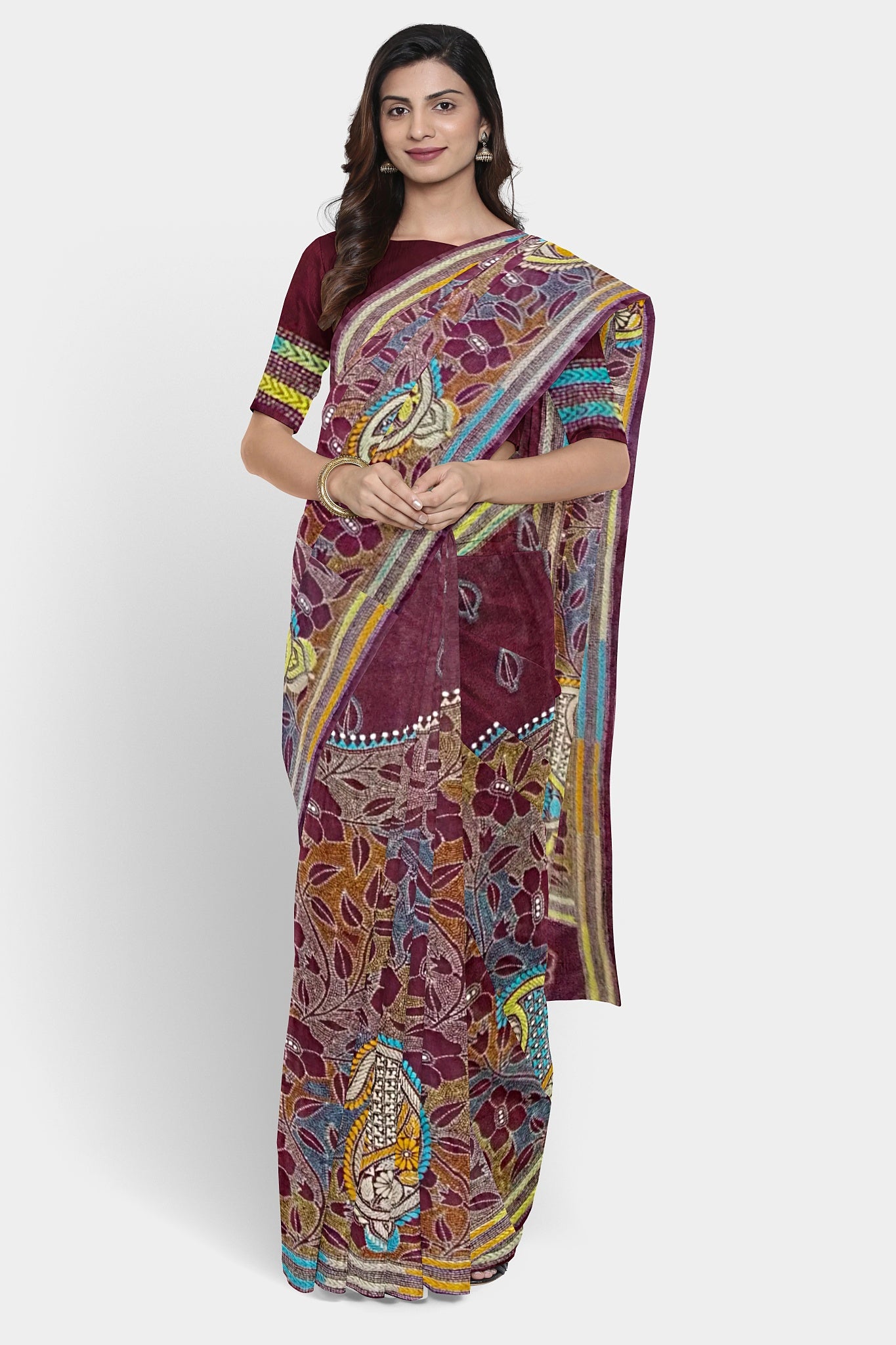 Kantha Stitch: Stylish Blended Silk Saree showcasing Traditional Artistry in Modern Indian Fashion With BP