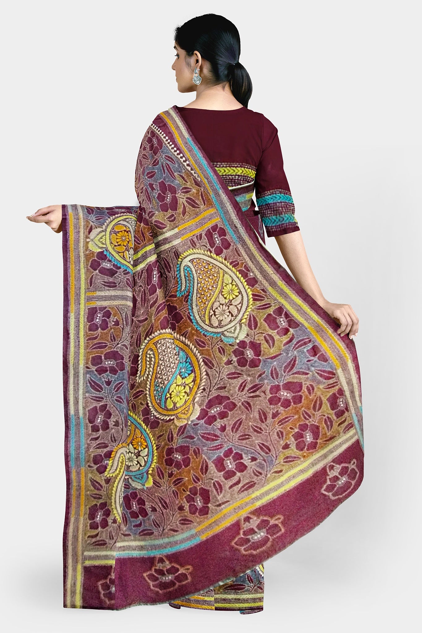 Kantha Stitch: Stylish Blended Silk Saree showcasing Traditional Artistry in Modern Indian Fashion With BP