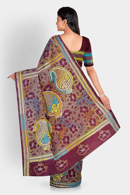 Kantha Stitch: Stylish Blended Silk Saree showcasing Traditional Artistry in Modern Indian Fashion With BP