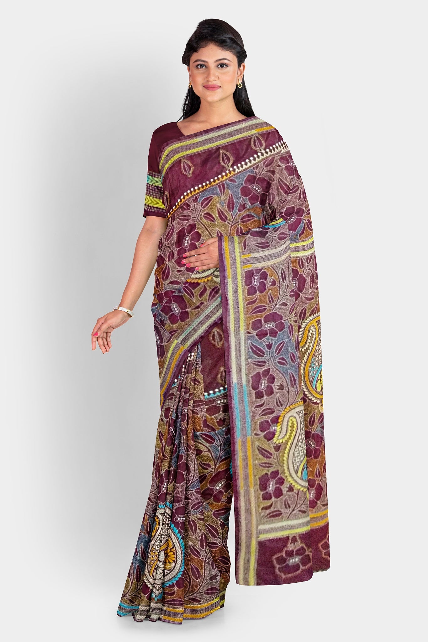 Kantha Stitch: Stylish Blended Silk Saree showcasing Traditional Artistry in Modern Indian Fashion With BP