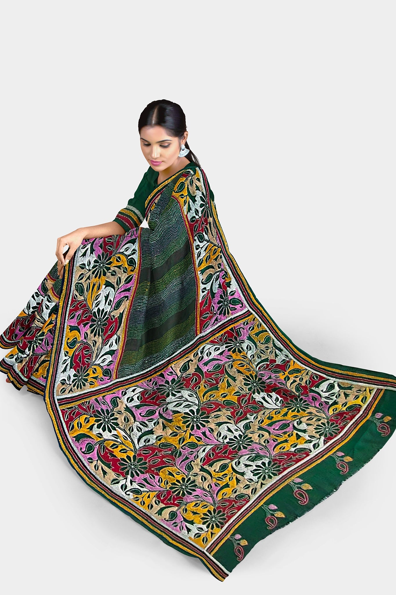 Kantha Stitch: Must-Have Blended Silk Saree for Timeless Elegance and Classic Indian Heritage With BP