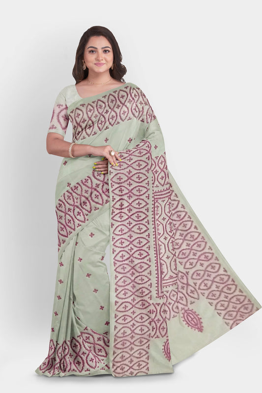 Gujrati Stitch: Stylish Blended Silk Saree showcasing Traditional Artistry in Modern Indian Fashion With BP