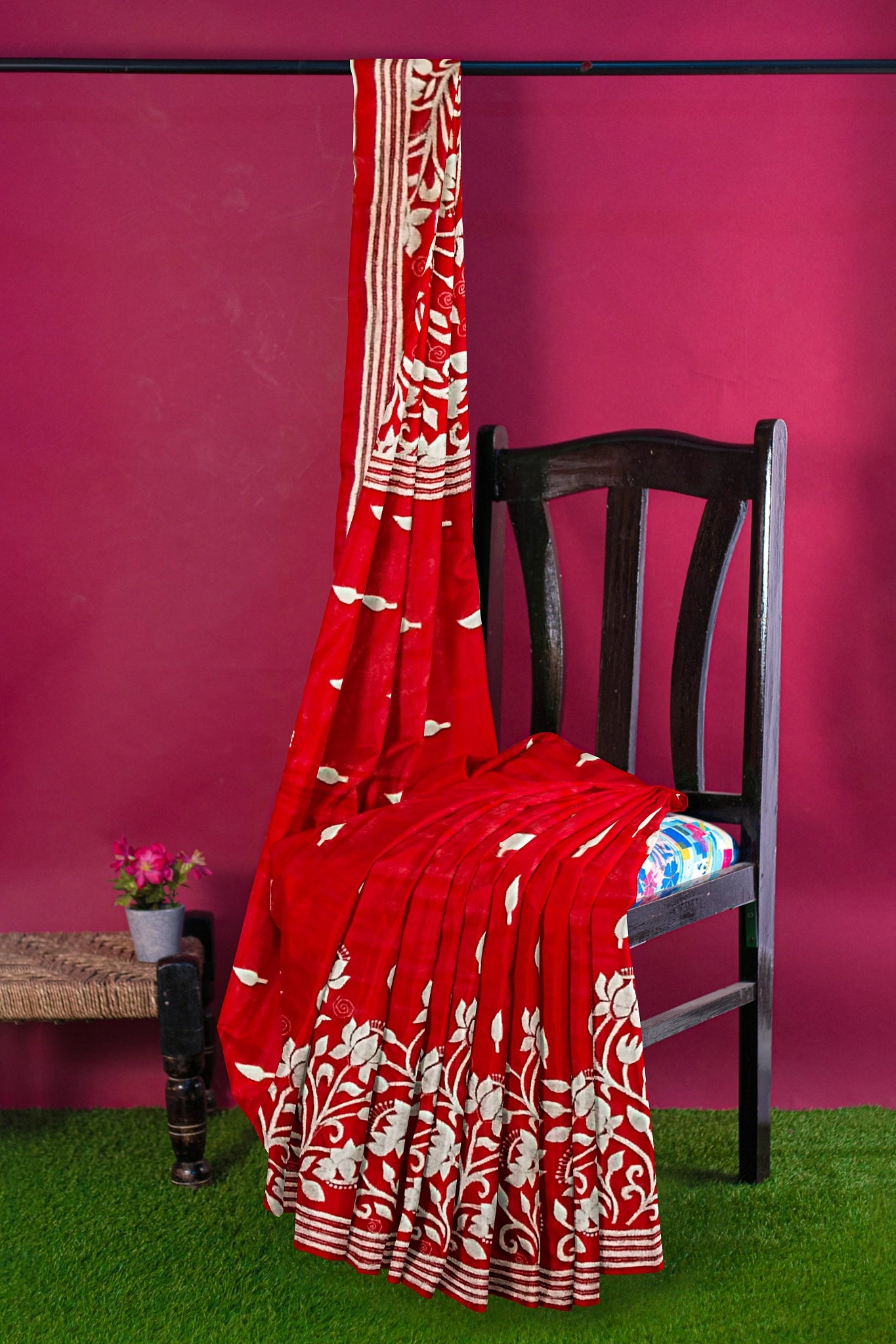 Kantha Stitch: Latest Design of Elegant Blended Silk Saree with Exquisite Indian Embroidery With BP