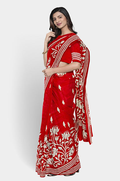Kantha Stitch: Latest Design of Elegant Blended Silk Saree with Exquisite Indian Embroidery With BP