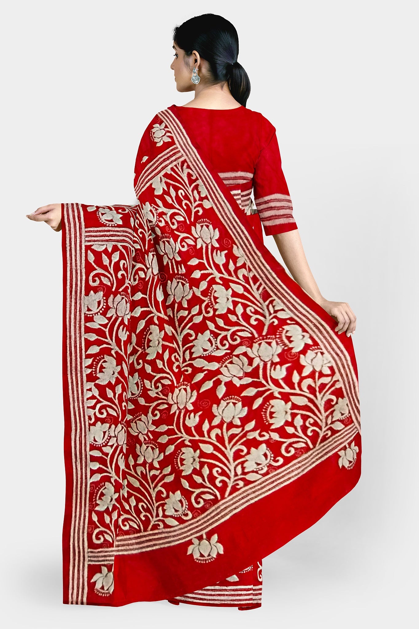 Kantha Stitch: Latest Design of Elegant Blended Silk Saree with Exquisite Indian Embroidery With BP