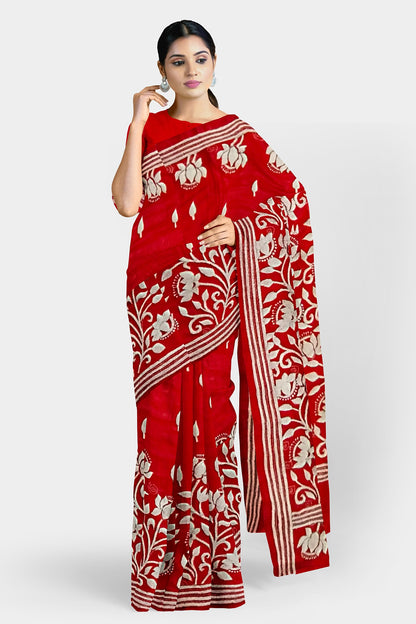 Kantha Stitch: Latest Design of Elegant Blended Silk Saree with Exquisite Indian Embroidery With BP