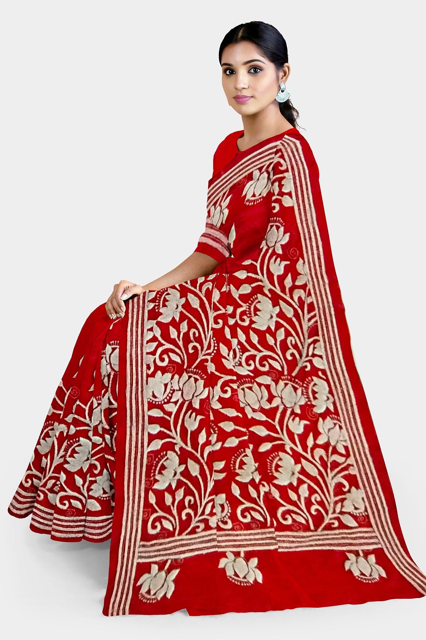 Kantha Stitch: Latest Design of Elegant Blended Silk Saree with Exquisite Indian Embroidery With BP
