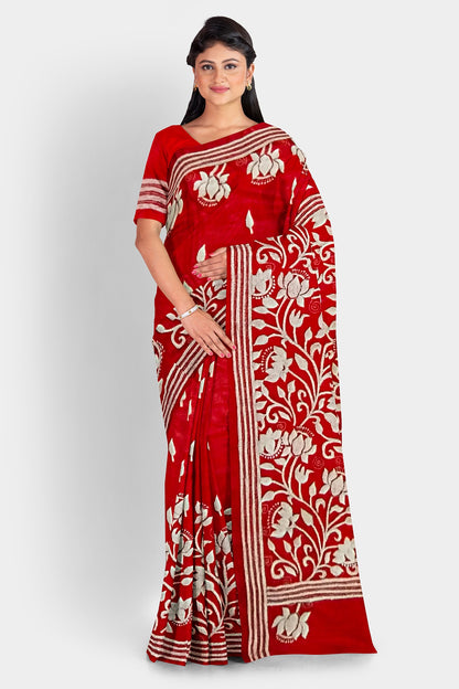 Kantha Stitch: Latest Design of Elegant Blended Silk Saree with Exquisite Indian Embroidery With BP
