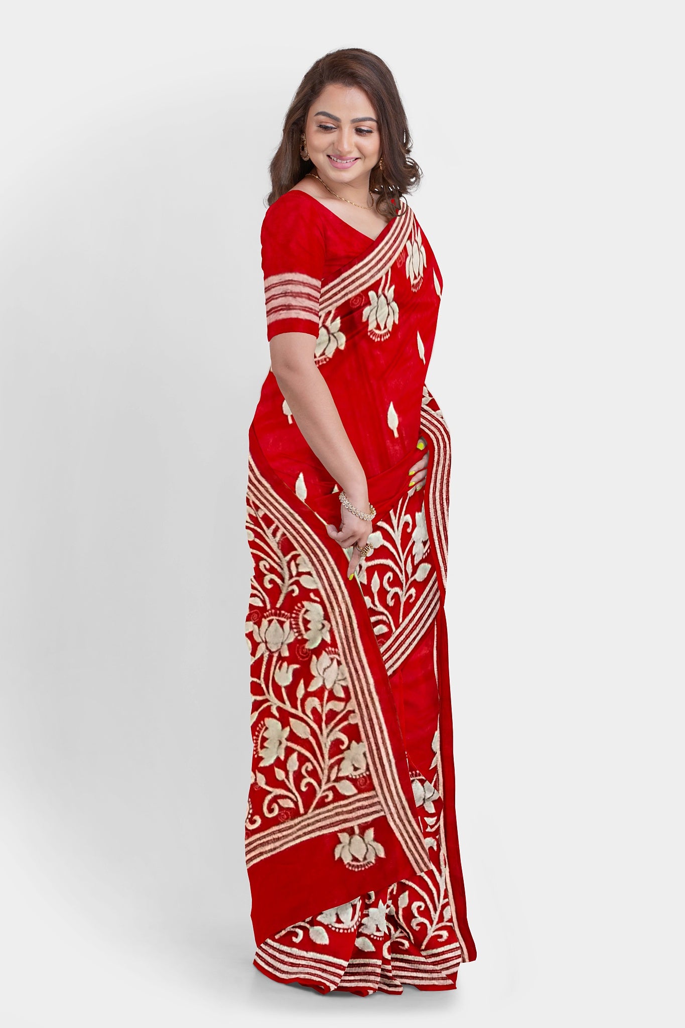 Kantha Stitch: Latest Design of Elegant Blended Silk Saree with Exquisite Indian Embroidery With BP