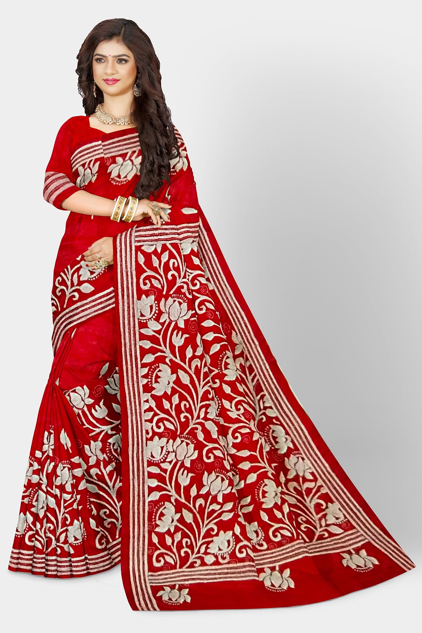 Kantha Stitch: Latest Design of Elegant Blended Silk Saree with Exquisite Indian Embroidery With BP