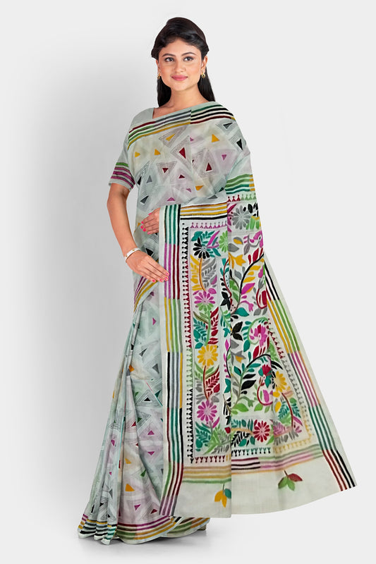 Kantha Stitch: Trendy Blended Silk Saree for Contemporary Indian Fashion With BP