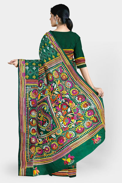Kantha Stitch: Stylish Blended Silk Saree showcasing Traditional Artistry in Modern Indian Fashion with BP