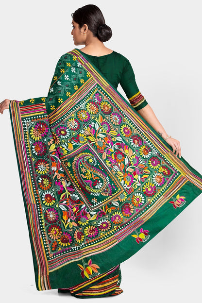 Kantha Stitch: Stylish Blended Silk Saree showcasing Traditional Artistry in Modern Indian Fashion with BP
