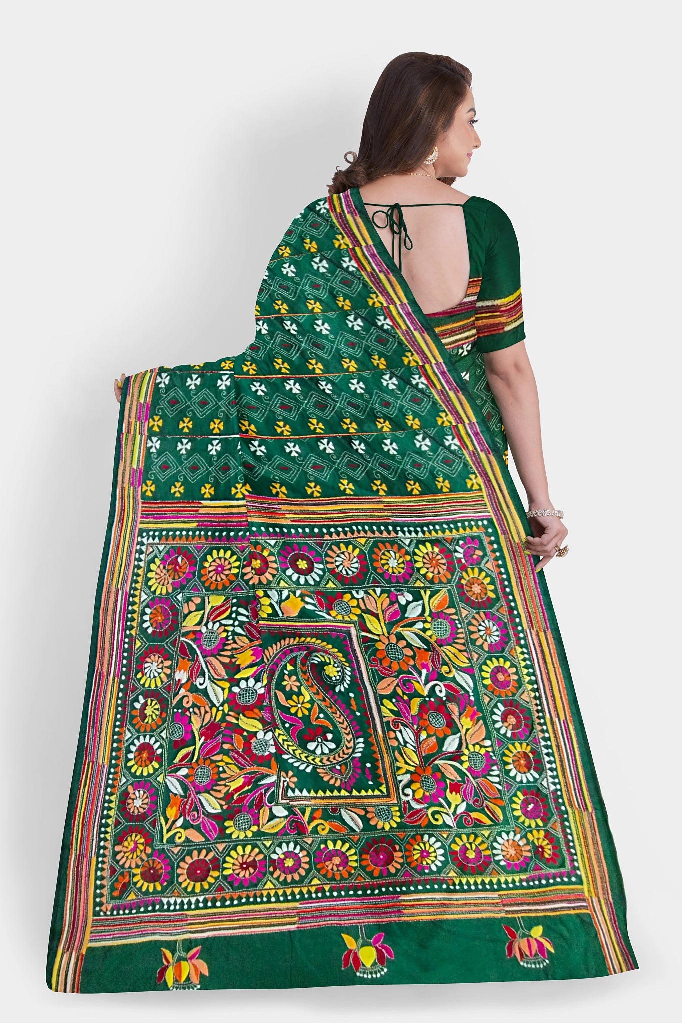 Kantha Stitch: Stylish Blended Silk Saree showcasing Traditional Artistry in Modern Indian Fashion with BP