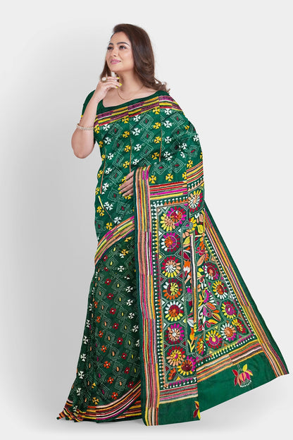 Kantha Stitch: Stylish Blended Silk Saree showcasing Traditional Artistry in Modern Indian Fashion with BP