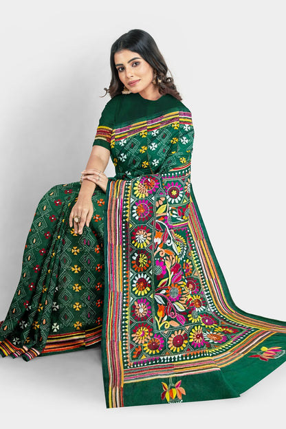 Kantha Stitch: Stylish Blended Silk Saree showcasing Traditional Artistry in Modern Indian Fashion with BP