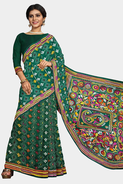 Kantha Stitch: Stylish Blended Silk Saree showcasing Traditional Artistry in Modern Indian Fashion with BP