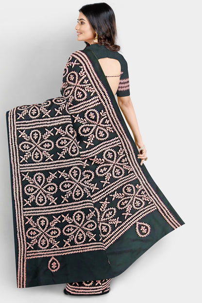 Gujrati Stitch: Stylish Blended Silk Saree showcasing Traditional Artistry in Modern Indian Fashion with BP