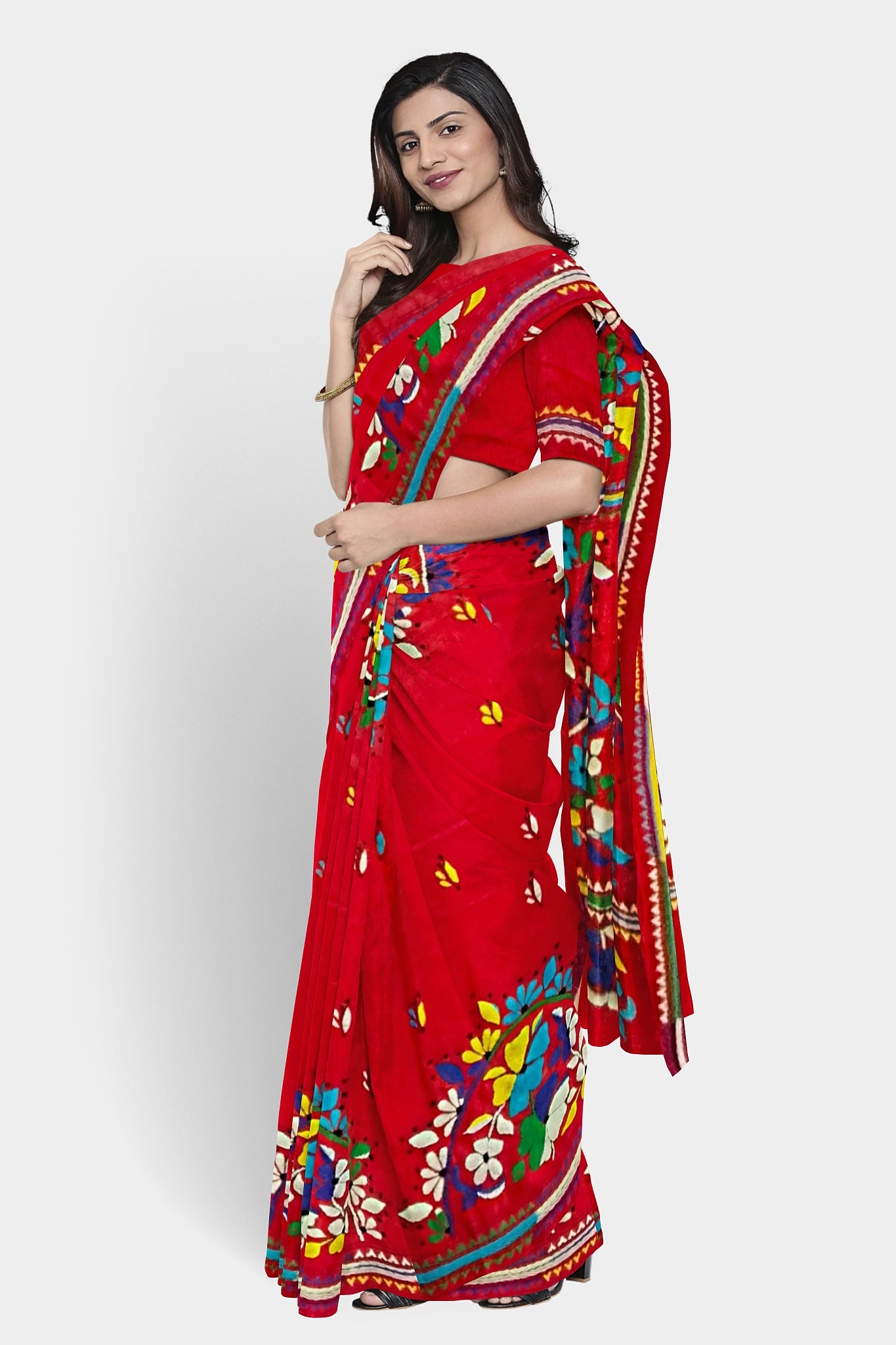 Kantha Stitch: Stylish Blended Silk Saree showcasing Traditional Artistry in Modern Indian Fashion with BP