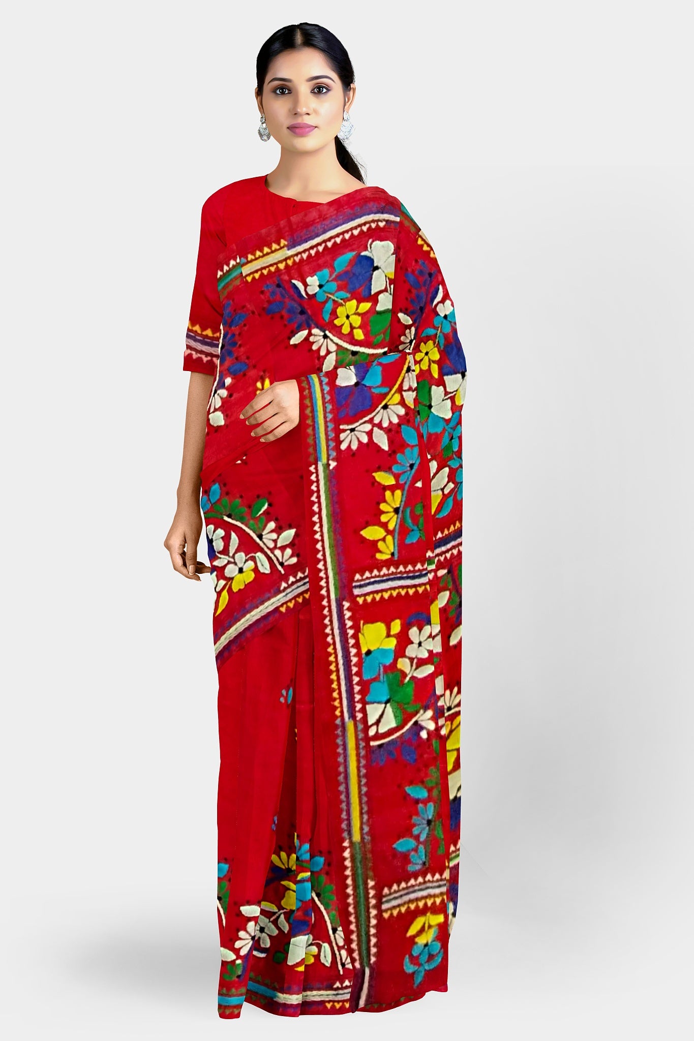 Kantha Stitch: Stylish Blended Silk Saree showcasing Traditional Artistry in Modern Indian Fashion with BP