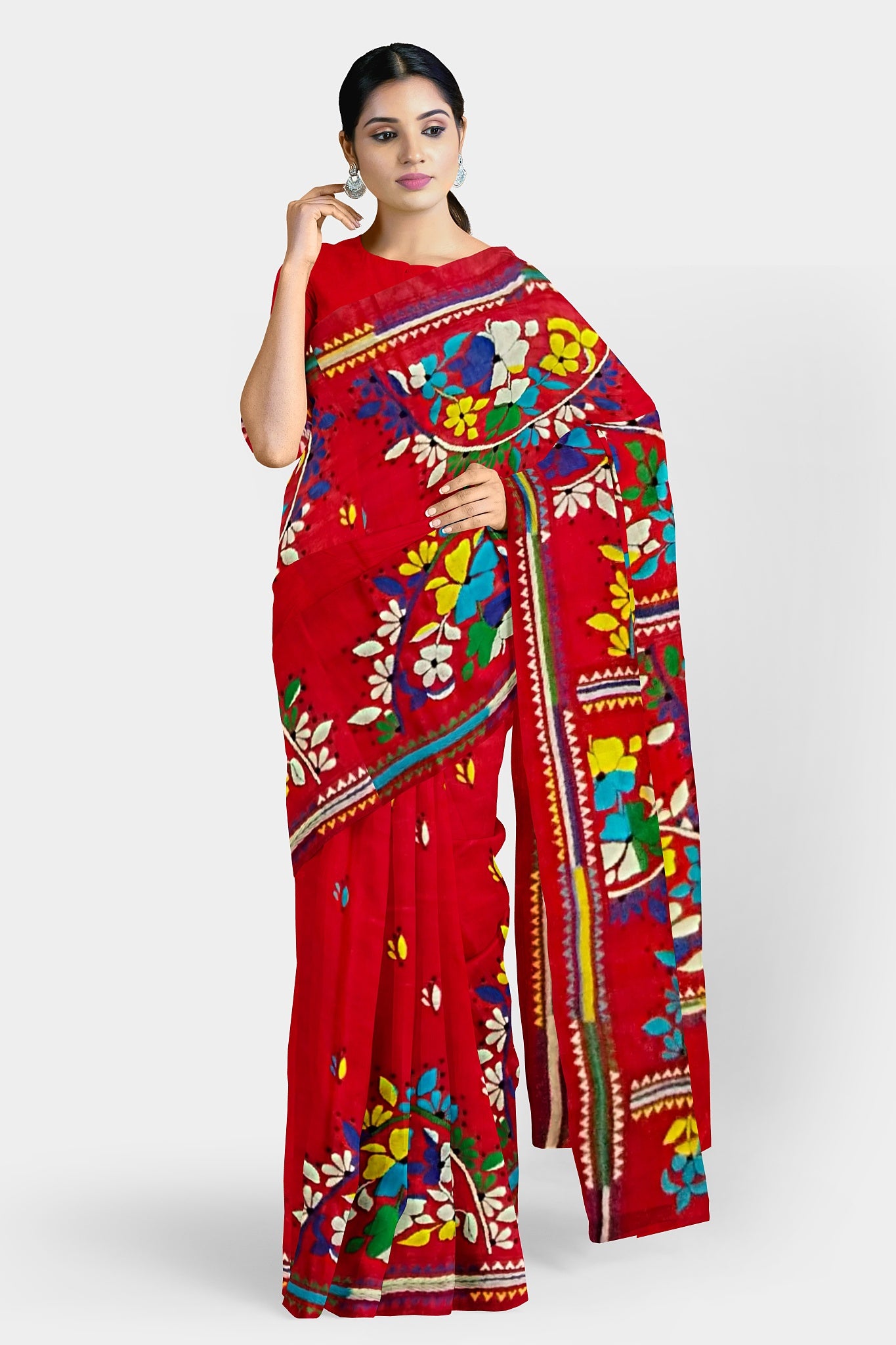 Kantha Stitch: Stylish Blended Silk Saree showcasing Traditional Artistry in Modern Indian Fashion with BP