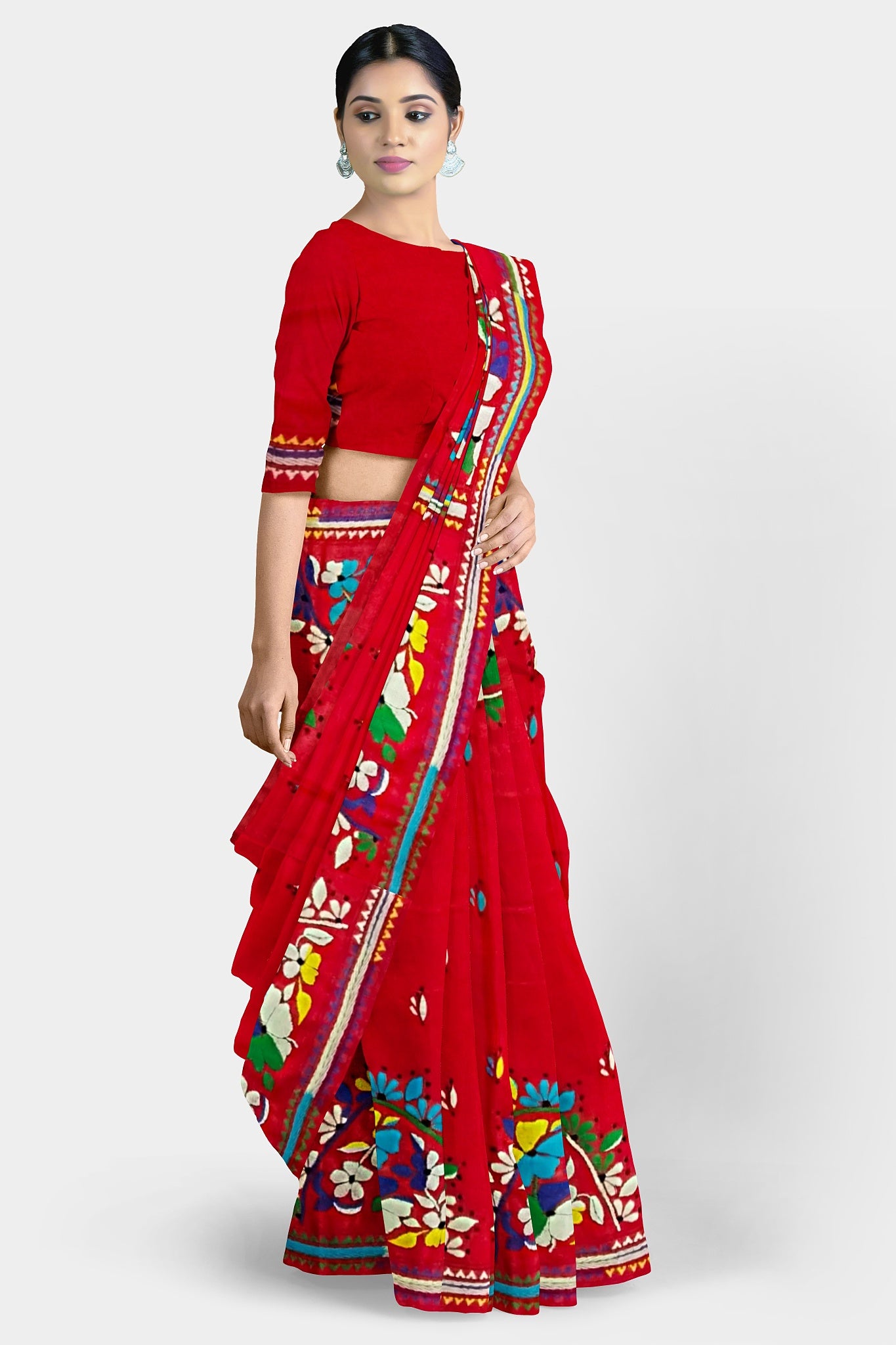Kantha Stitch: Stylish Blended Silk Saree showcasing Traditional Artistry in Modern Indian Fashion with BP
