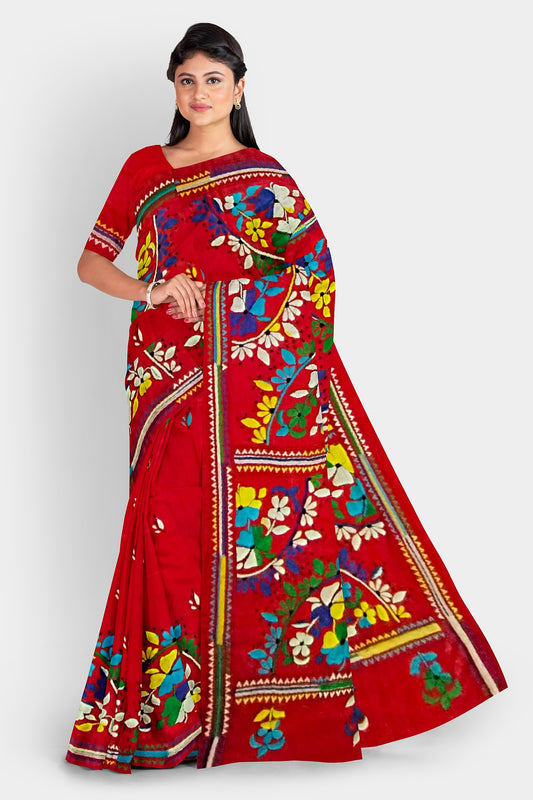 Kantha Stitch: Stylish Blended Silk Saree showcasing Traditional Artistry in Modern Indian Fashion with BP