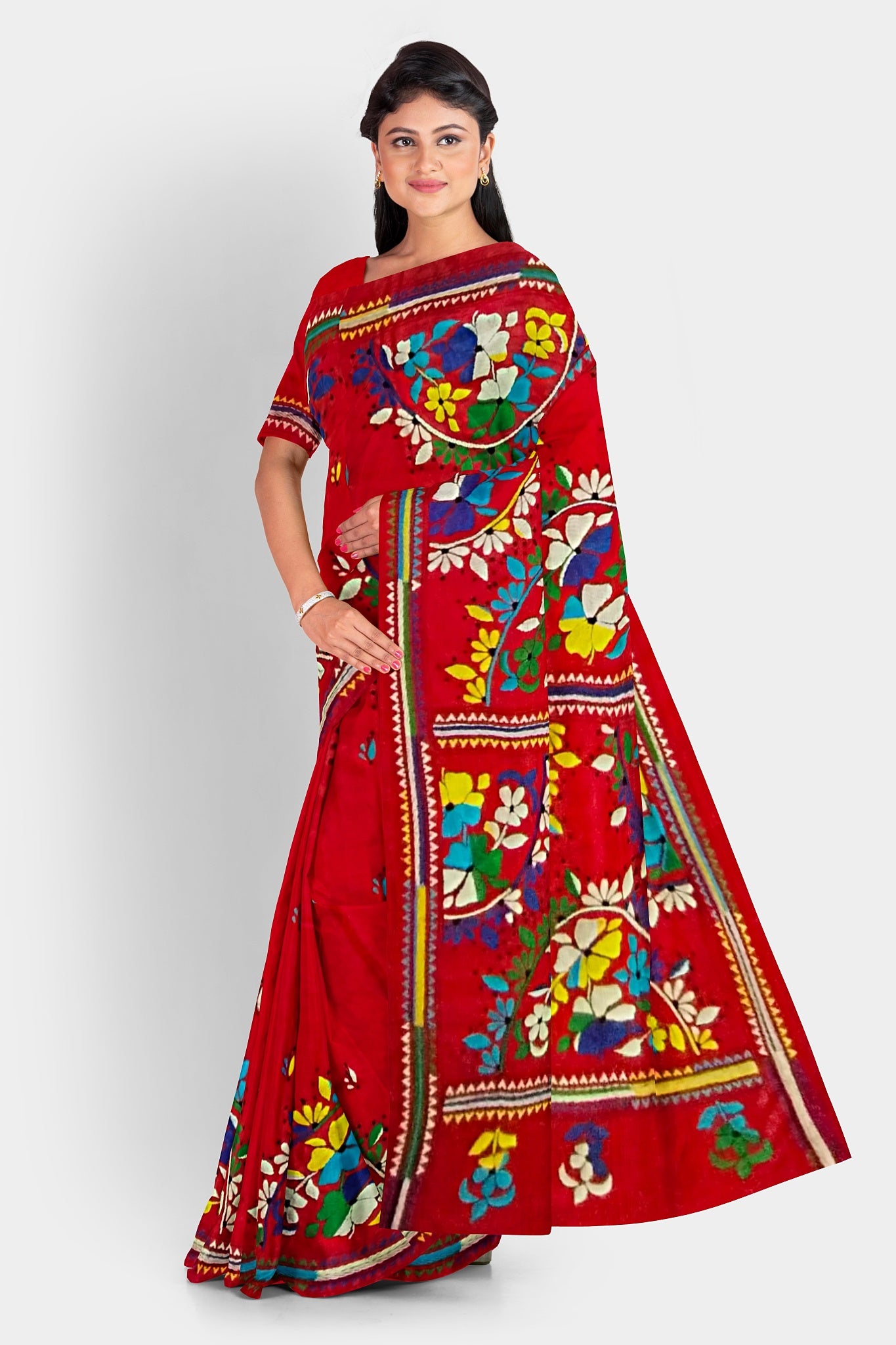 Kantha Stitch: Stylish Blended Silk Saree showcasing Traditional Artistry in Modern Indian Fashion with BP