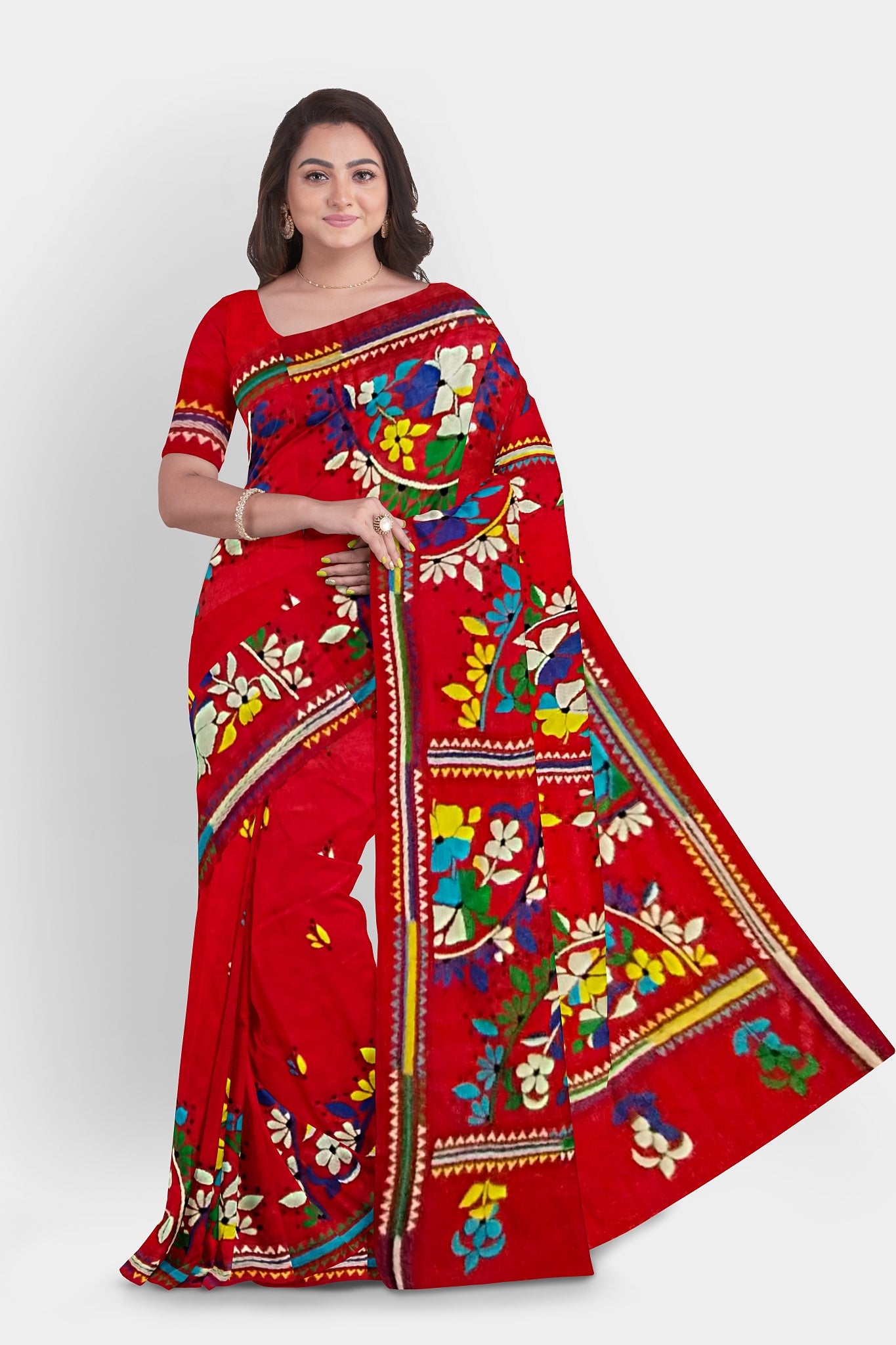 Kantha Stitch: Stylish Blended Silk Saree showcasing Traditional Artistry in Modern Indian Fashion with BP