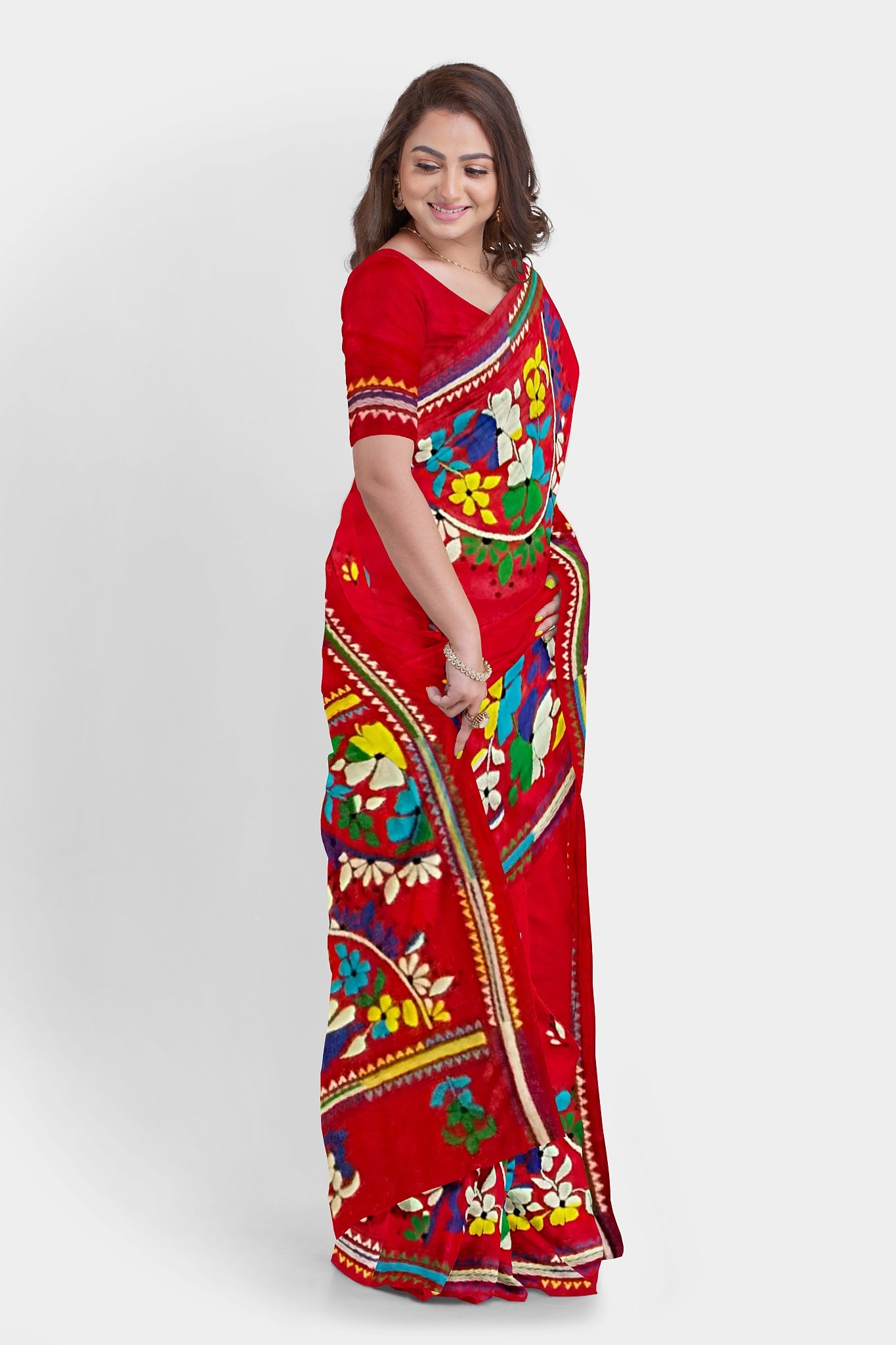 Kantha Stitch: Stylish Blended Silk Saree showcasing Traditional Artistry in Modern Indian Fashion with BP