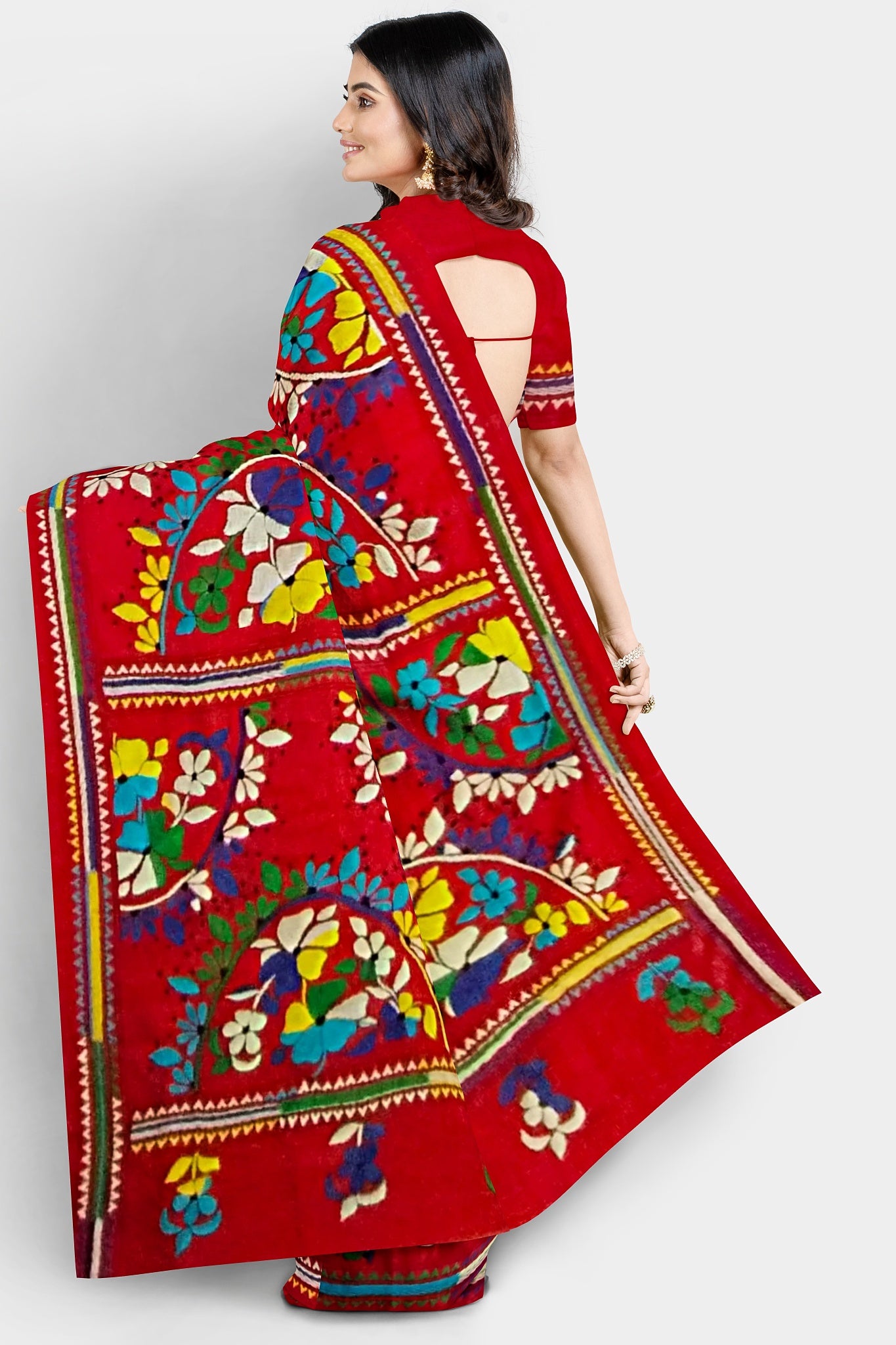 Kantha Stitch: Stylish Blended Silk Saree showcasing Traditional Artistry in Modern Indian Fashion with BP