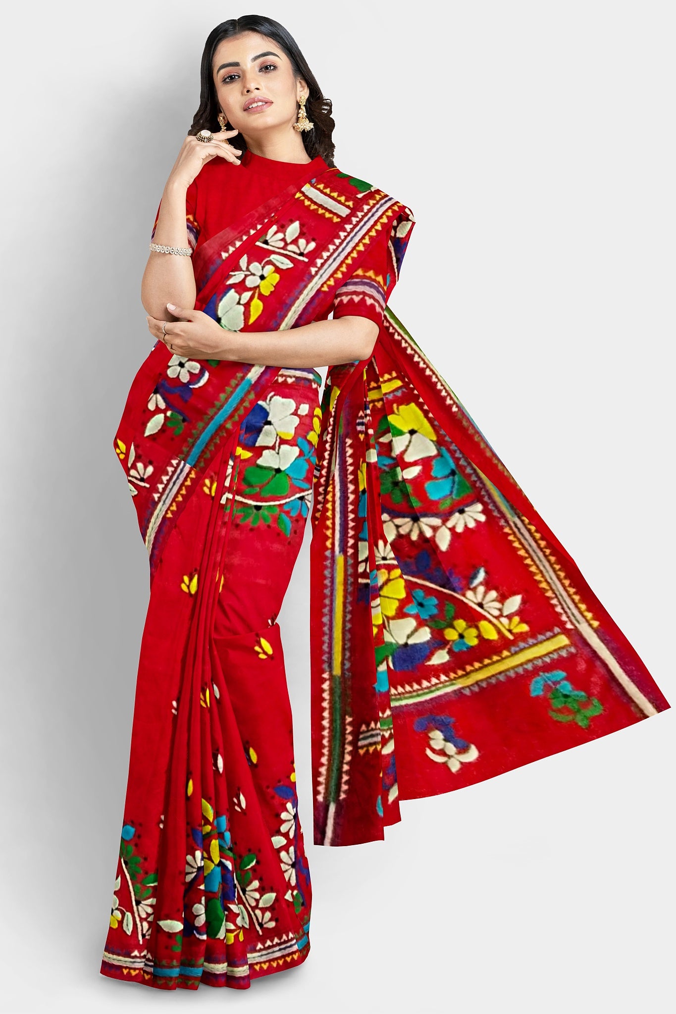 Kantha Stitch: Stylish Blended Silk Saree showcasing Traditional Artistry in Modern Indian Fashion with BP