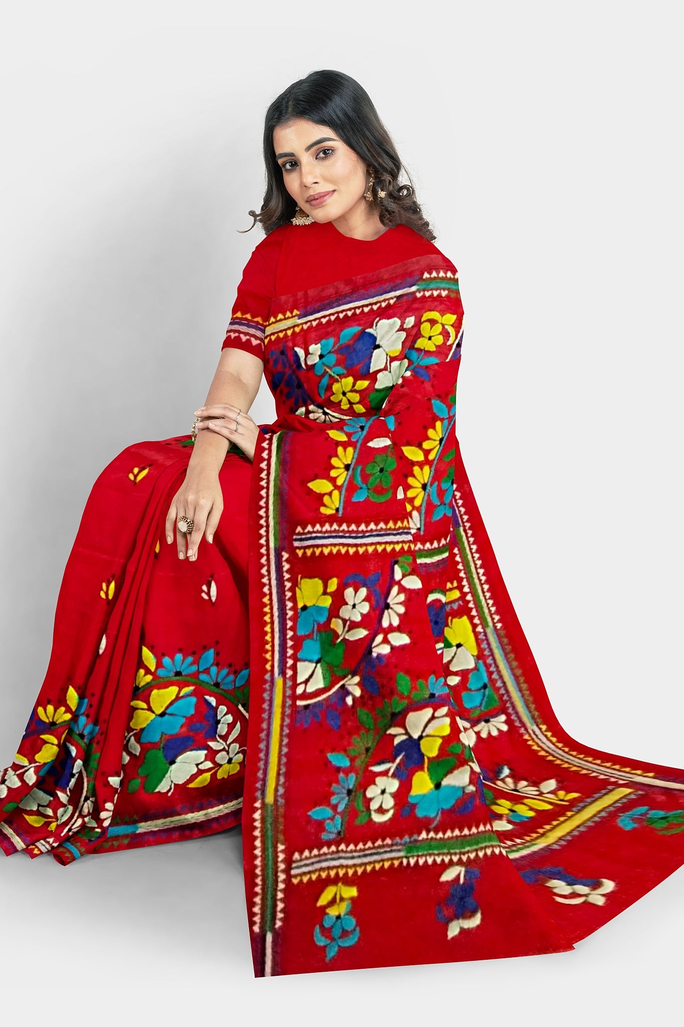 Kantha Stitch: Stylish Blended Silk Saree showcasing Traditional Artistry in Modern Indian Fashion with BP