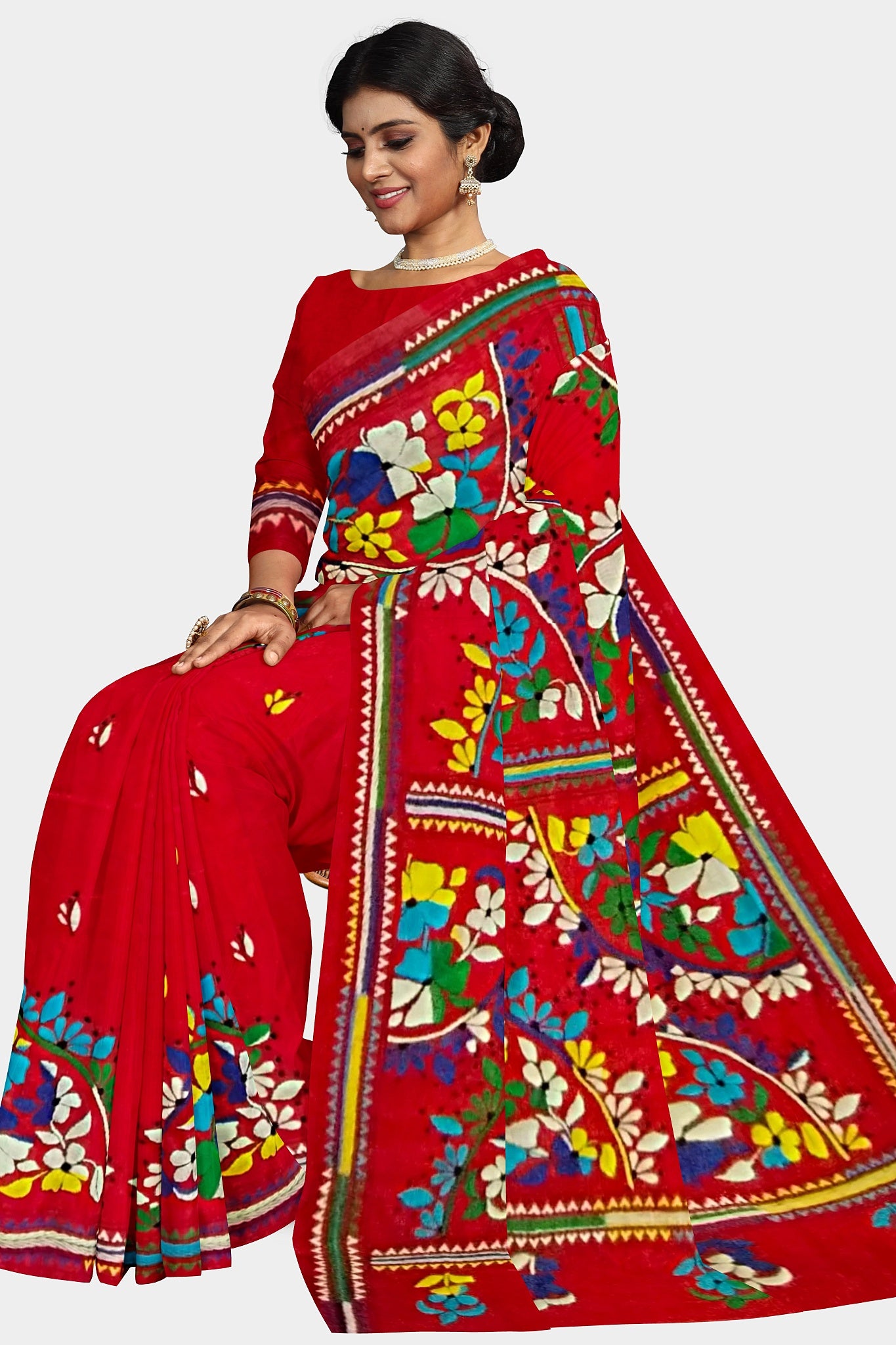 Kantha Stitch: Stylish Blended Silk Saree showcasing Traditional Artistry in Modern Indian Fashion with BP