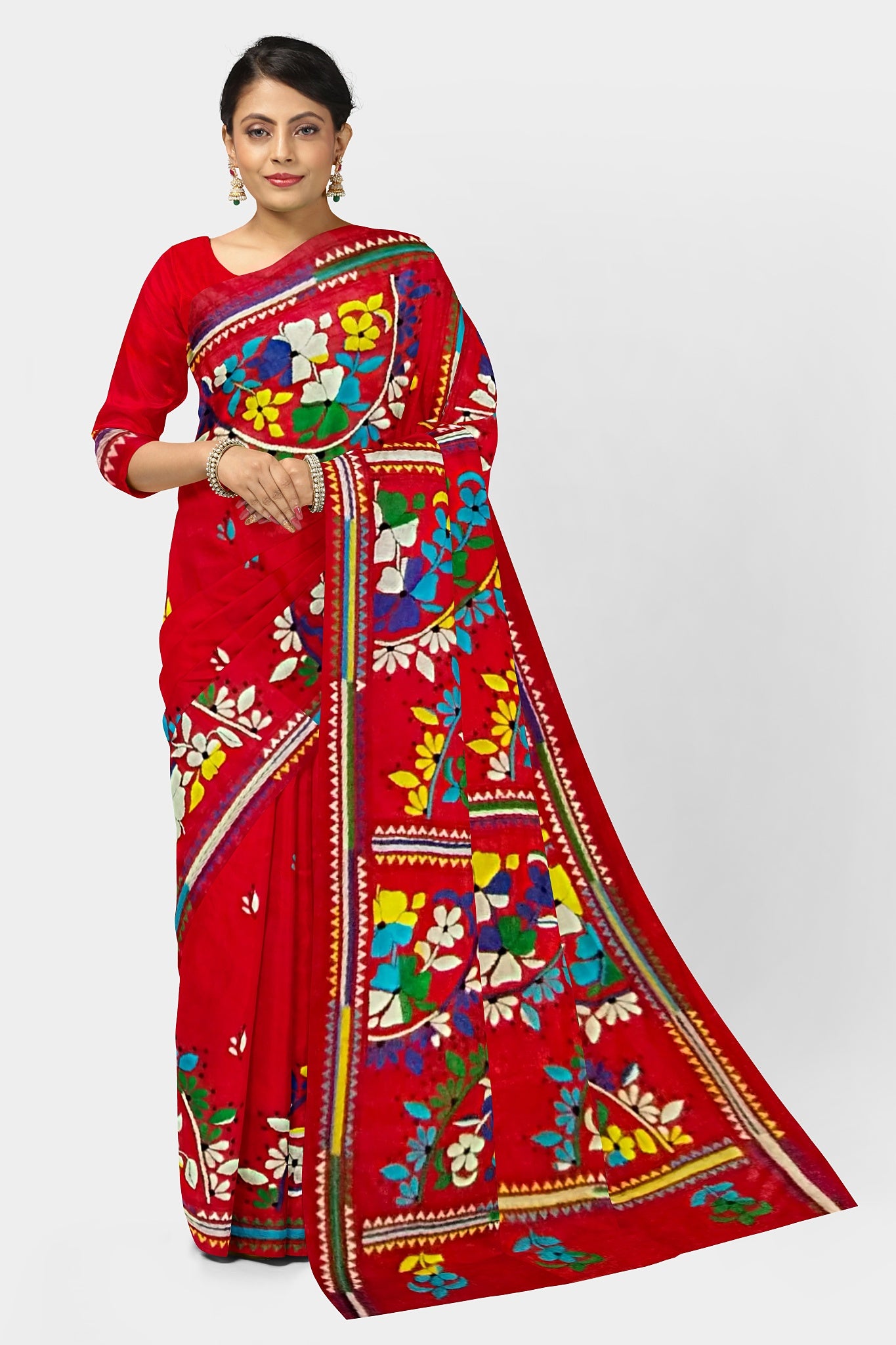 Kantha Stitch: Stylish Blended Silk Saree showcasing Traditional Artistry in Modern Indian Fashion with BP