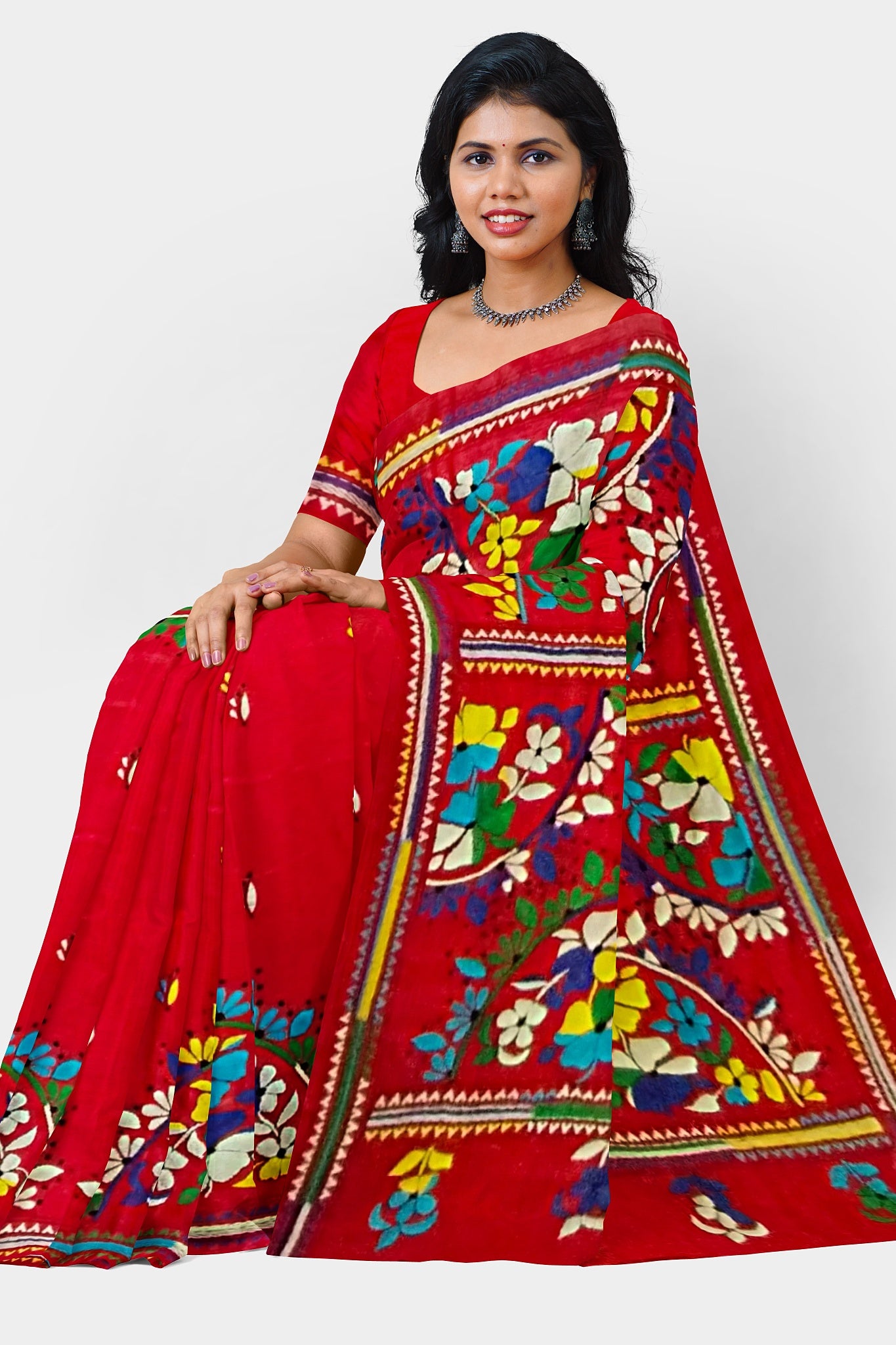 Kantha Stitch: Stylish Blended Silk Saree showcasing Traditional Artistry in Modern Indian Fashion with BP