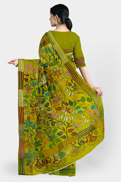 Kantha Stitch: New Collection of Handcrafted Blended Silk Saree with Exquisite Artistry With BP