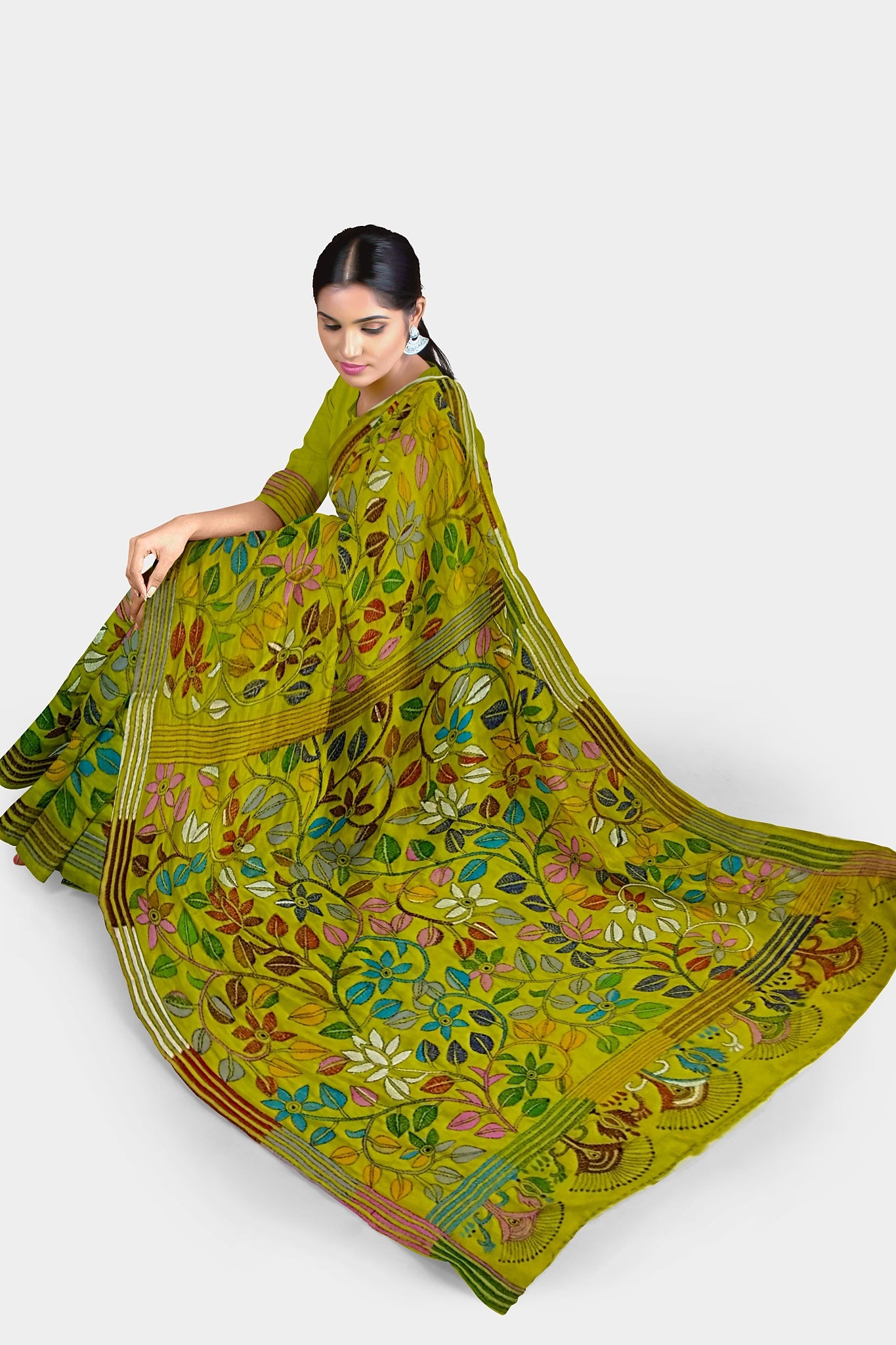 Kantha Stitch: New Collection of Handcrafted Blended Silk Saree with Exquisite Artistry With BP