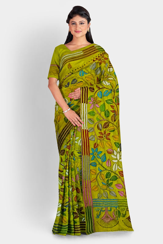 Kantha Stitch: New Collection of Handcrafted Blended Silk Saree with Exquisite Artistry With BP