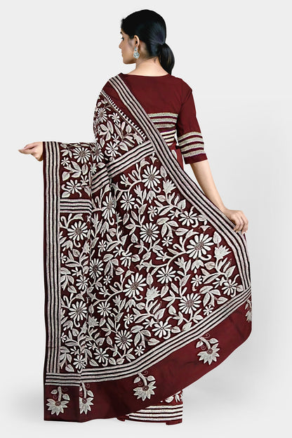 Kantha Stitch: Stylish Blended Silk Saree showcasing Traditional Artistry in Modern Indian Fashion with BP