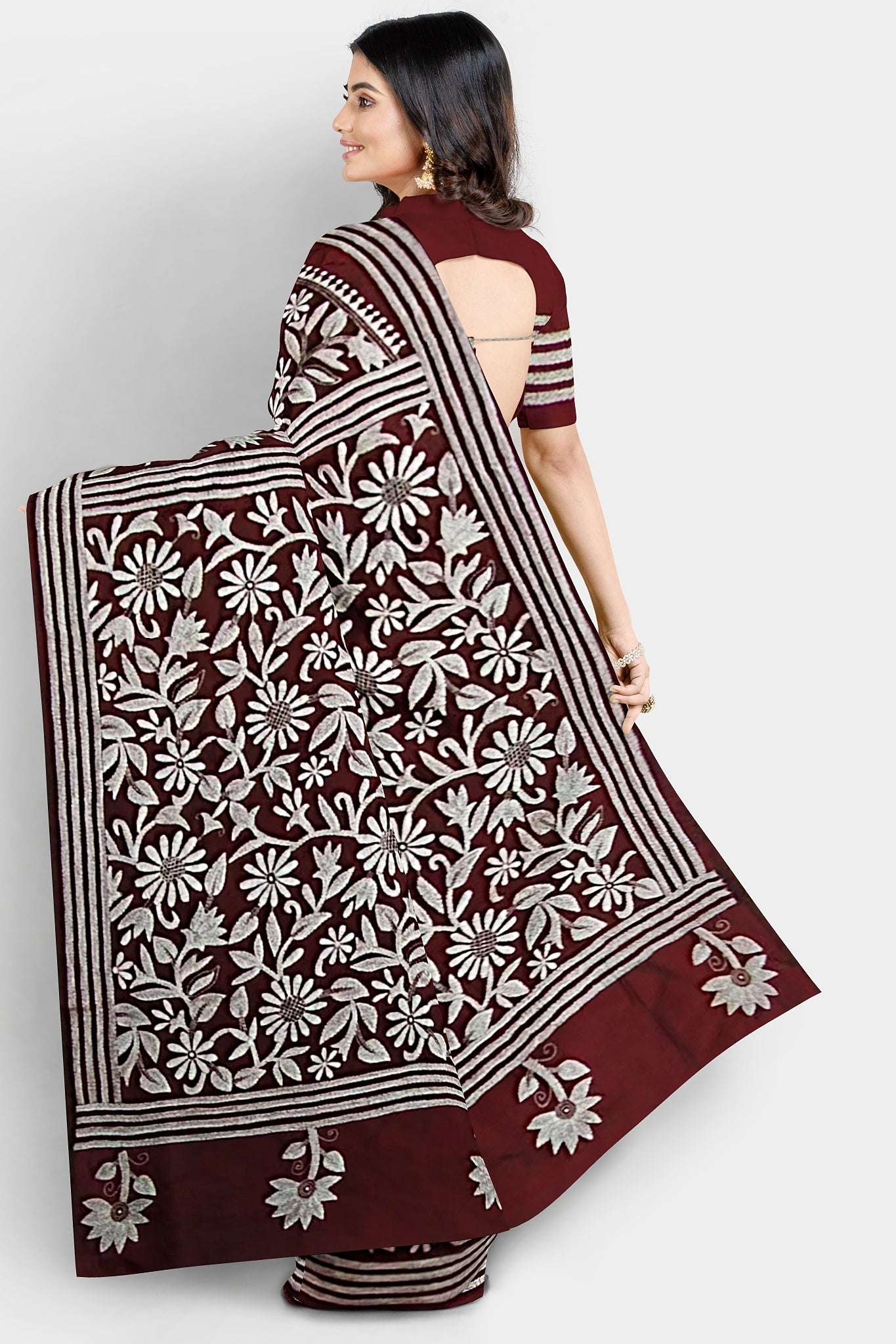 Kantha Stitch: Stylish Blended Silk Saree showcasing Traditional Artistry in Modern Indian Fashion with BP